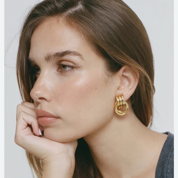 Gold Double Knot Hoops - Picture 5 of 12